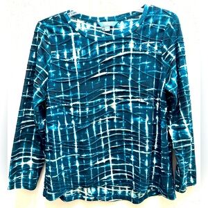 Women’s Simply Vera Water Print Ripple Fabric Crewneck Long Sleeve Size XL
